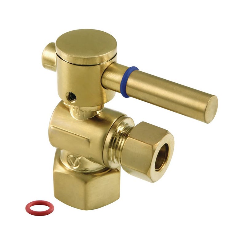 Kingston Brass Fauceture CC43107DL Quarter Turn Valves (1/2' FIP X 3/8' O.D. Compression), Brushed Brass - Image 1
